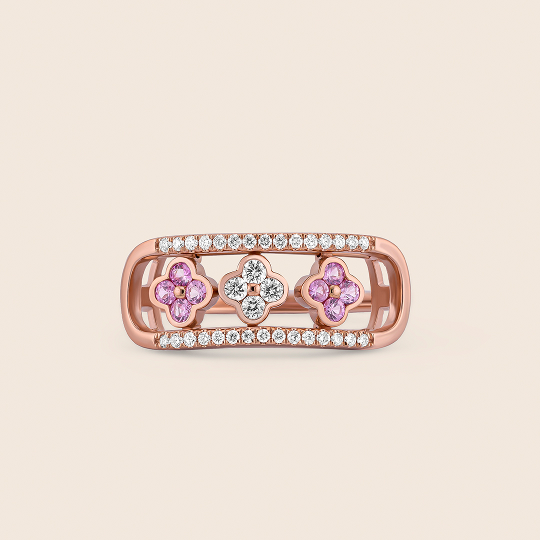 239 amara rose gold diamond ring flower amethyst - Image 1