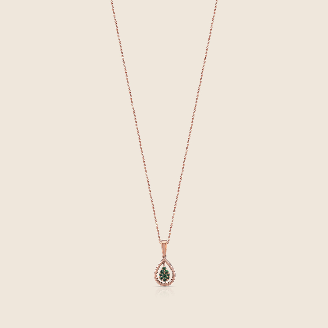 ADPC000507-image-629-212104030-3.jpg Esme rose gold diamond and emerald flippable drop pendant - Image 1